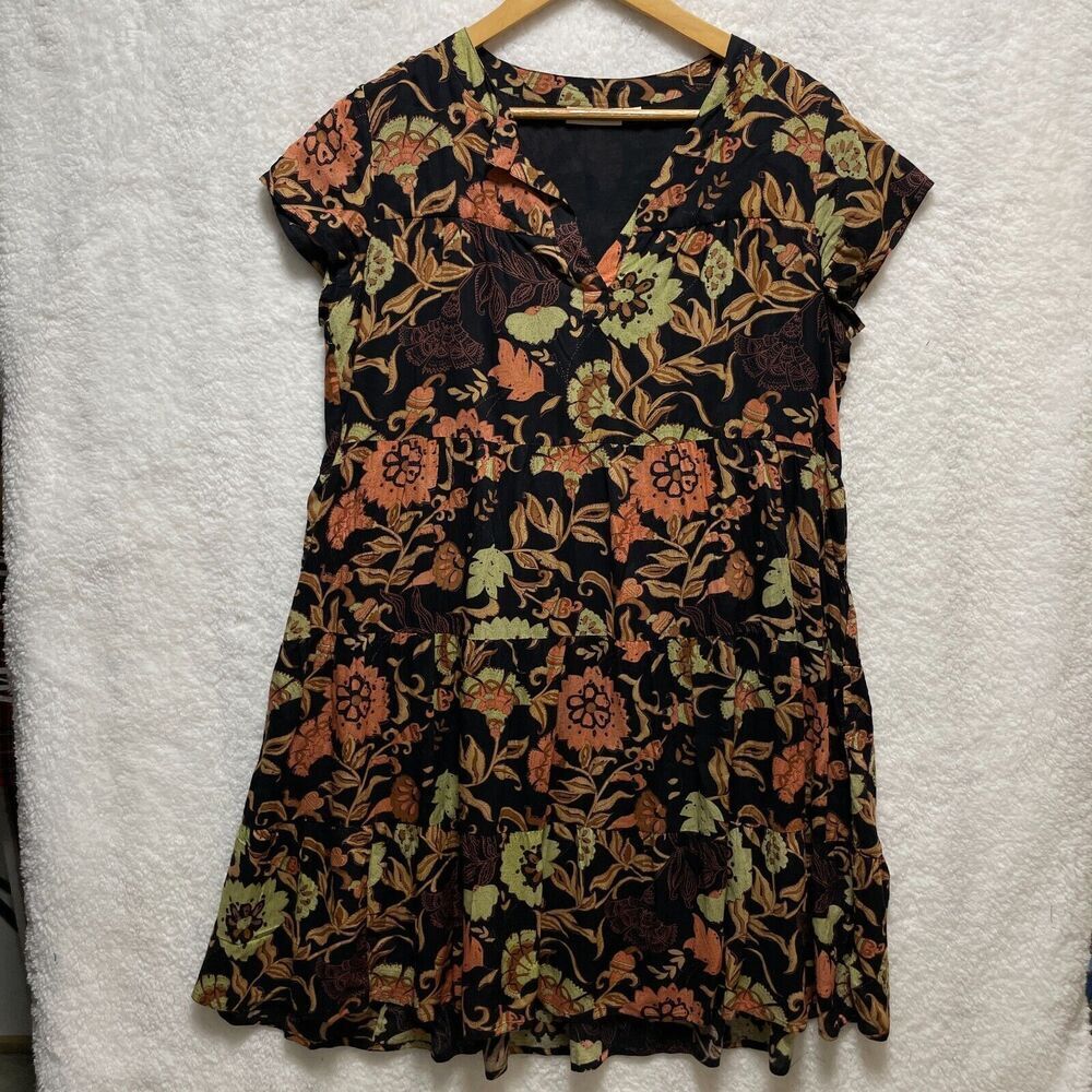 Roller Rabbit Womens Pamela Taos Mini Tunic Dress in Black Floral Size Small